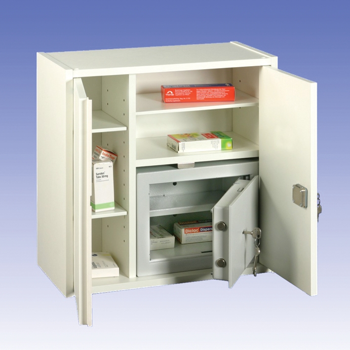 [U23098] Medikamentenschrank weiß, inkl. Tresor