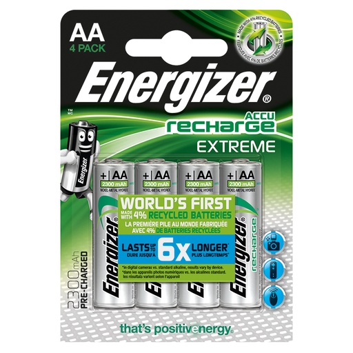 Energizer NiMH Akkumulatoren Extreme Mignon AA HR6, 1,2 V (4er-Pack) 2300 mAh (=E300624600)