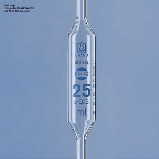 Vollpipette, BLAUBRAND, Klasse AS, 2 ml 1 Marke, AR-Glas, DE-M gekennzeichnet – 12 Stück