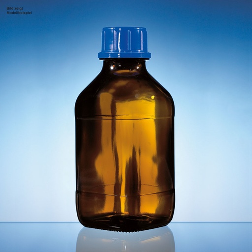 Gewindeflasche, Braunglas, 1000 ml, mit Schraubkappe, PP, GL 45 mit Ethylen-Acrylat-Beschichtung