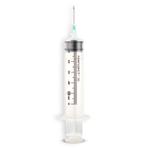 PERFUJECT Pumpenspritze 50 ml LL mit Kanüle 2,0 x 30 mm – 50 Stück