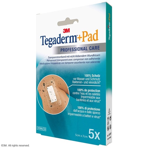 3M Tegaderm + Pad Transparentverband, 5 x 7 cm (5 Stck.)