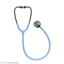 Littmann CLASSIC III Monitoring Stethoskop hochglanzpoliertes Bruststück Schlauch hellblau, Schlauchanschluss und Ohrbügel rauchfarben