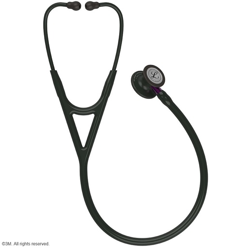 Littmann Cardiology IV Diagnostic Stethoskop Black Edition, Schlauch schwarz, mit violettem Schlauchanschluss