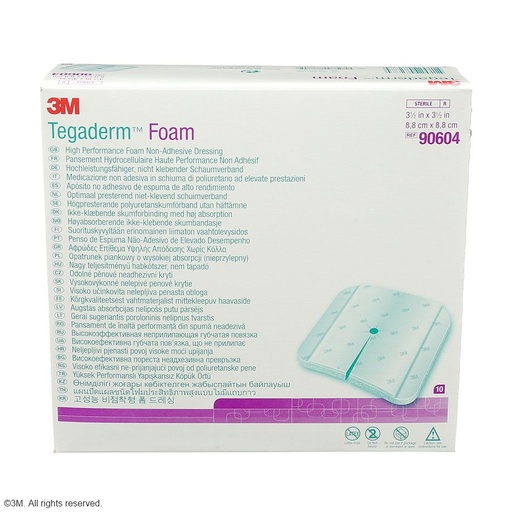 3M Tegaderm Foam Schaumverband nicht klebend, 8,8 x 8,8 cm (10 Stck.) geschlitzt mit Loch