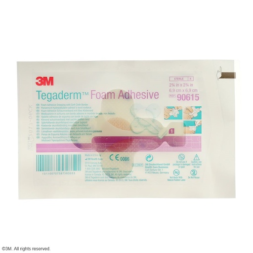 3M Tegaderm Foam Adhesive Schaumverband Kleeblattform, 6,9 x 6,9 cm (10 Stck.) mit Kleberand