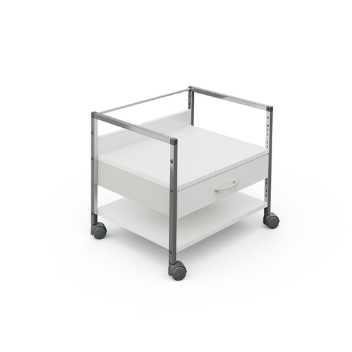 Variocar 60 Unterfahrwagen, 518 mm hoch, mit 1 Schublade, weiß, mit tiefer gesetzter Ablageplatte
