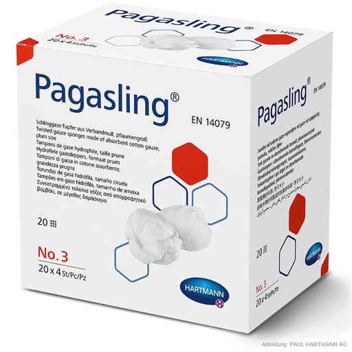 Pagasling Schlinggazetupfer steril Gr. 3, pflaumengroß – 20 Packungen, je 4 Stück