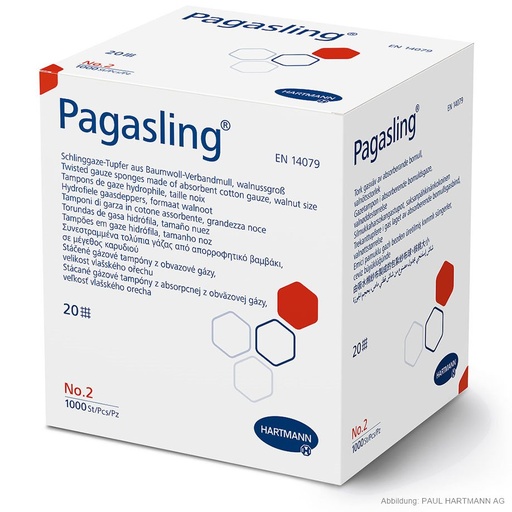Pagasling Schlinggazetupfer unsteril Gr. 2, walnußgroß (1000 Stck.)