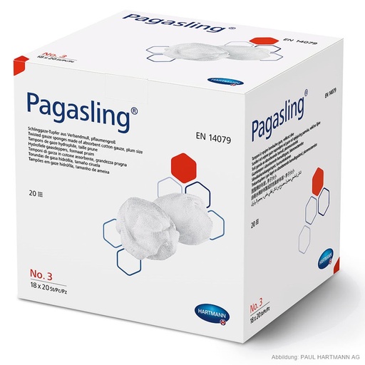 Pagasling Schlinggazetupfer steril Gr. 3, pflaumengroß – 18 Packungen, je 20 Stück