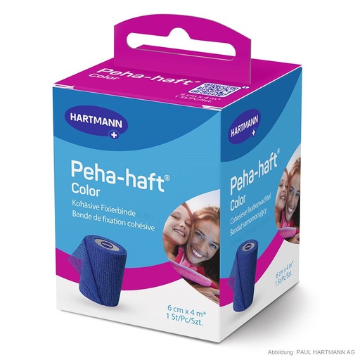Peha-haft Color blau Fixierbinde 4 m x 6 cm einzeln verpackt