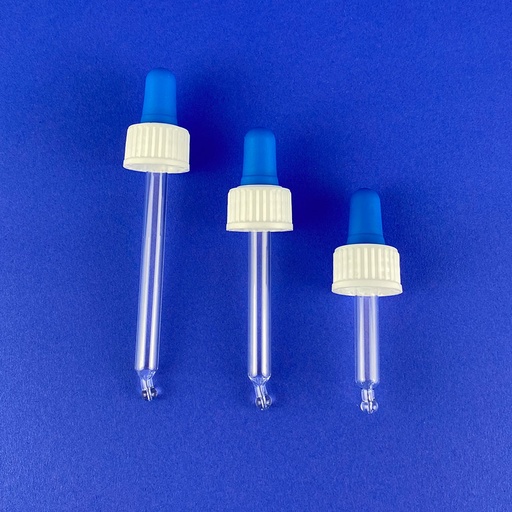 Pipettenmontur für Tropfflasche 10 ml mit Saughütchen blau
