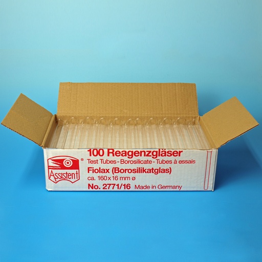 Reagenzgläser aus FIOLAX, gebördelter Rand, 160 mm x Ø 16 mm (100 Stck.)