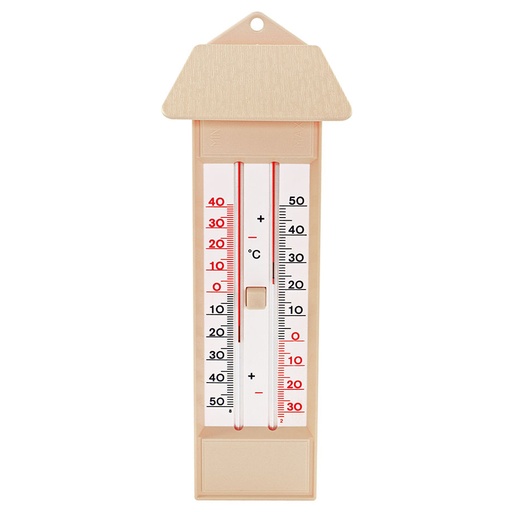 Maxima-Minima-Thermometer mit Drucktasten-Magnet und Dach quecksilberfrei