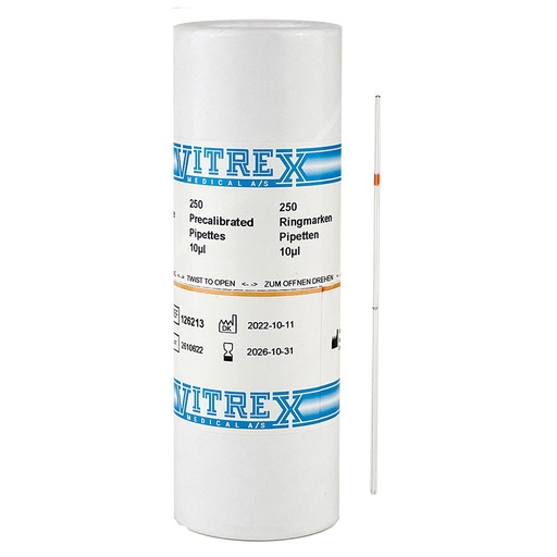 Einmal-Mikropipetten 10 µl mit Ringmarke, orange – 4 Packungen, je 250 Stück