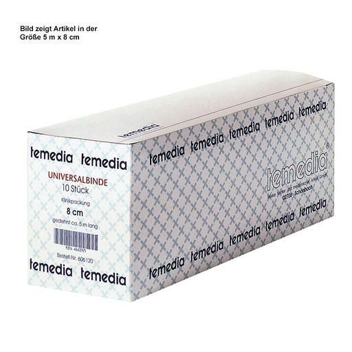Temedia Universalbinden 5 m x 10 cm lose Klinikpackung – 10 Packungen, je 10 Stück