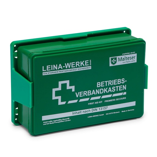 Betriebsverbandkasten grün, Inhalt nach DIN 13157:2021-11