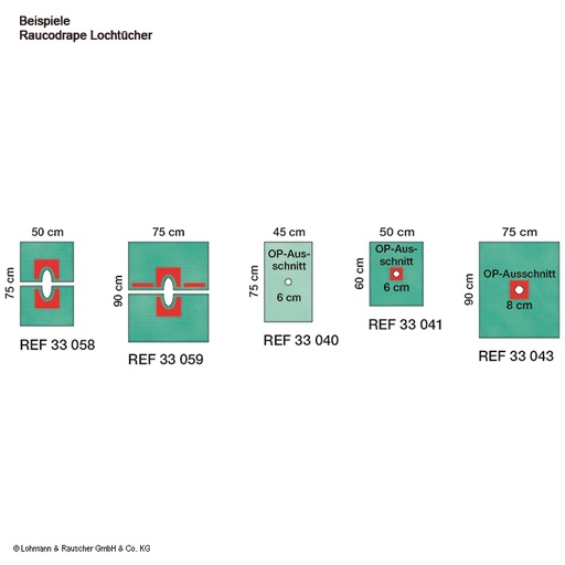 Raucodrape Lochtücher steril, 2-lagig, 45 x 75 cm, Loch-Ø 6 cm (130 Stck.)
