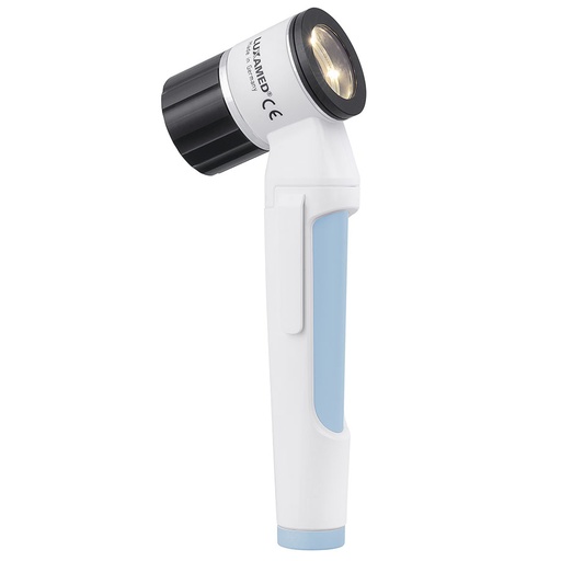 LuxaScope Dermatoskop LED 2,5 V, weiß/weiß-blau, Kontaktscheibe mit Skala COLOUR-EDITION