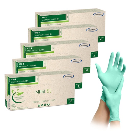 MaiMed Nitril Bio U.-Handschuhe grün Gr. M unsteril puderfrei (100 Stck.)