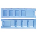 Medikamentendispenser ratiomed, blau, mit Beschriftung: deutsch/englisch, Blindenschrift, Symbole (Sonne und Mond)
