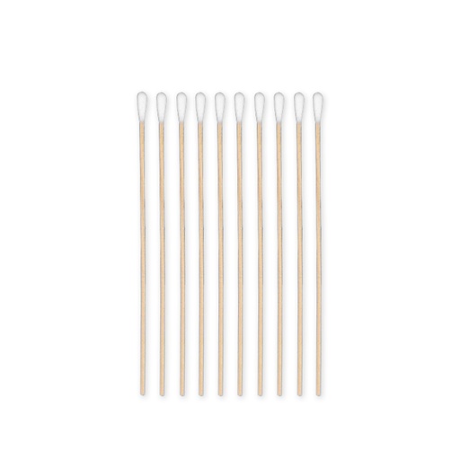 Wattestäbchen Holz, steril, 15 cm lang, Ø 2,5 mm, Wattekopf Ø 5 mm (100 Stck.)