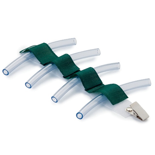 Universal-Schlauchhalter ratiomed OP-FIX mit Clip 4fach 18 x 2,5 cm (20 Stck.) grün/weiß, mit 4 Kammern