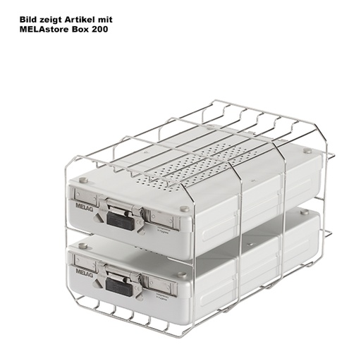 Halterung D für 2 hohe Kassetten z. B. MELAstore Box 200 und  2 Sterilisier-Behälter 28M bzw. 23M oder 4 Tabletts