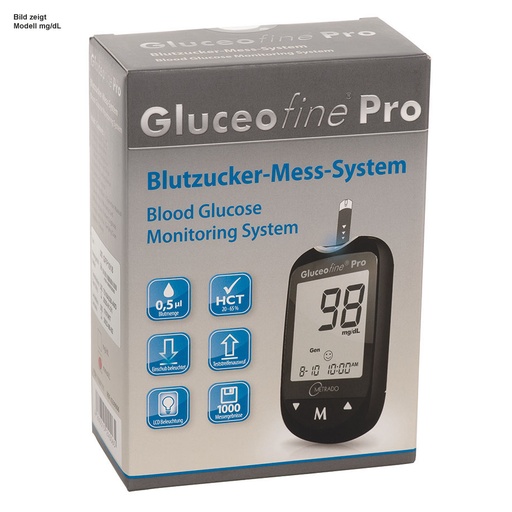 Gluceofine Pro Blutzuckermesssystem mmol/L