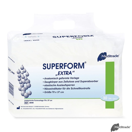 Superform Extra Inkontinenzvorlagen grün, 70 x 37 cm (4 x 30 Stck.) Saugleistung: ca. 1450 ml