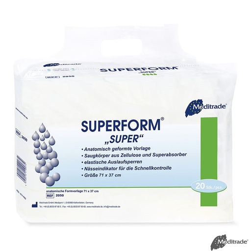 Superform Super Inkontinenzvorlagen grün, 71 x 37 cm (4 x 20 Stck.) Saugleistung: ca. 1850 ml