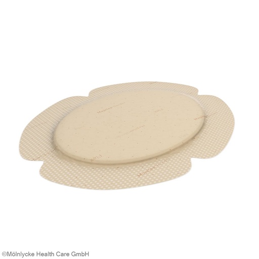 Mepilex Border Flex Oval Schaumverband steril, 7,8 x 10 cm (5 Stck.) mit Haftrand