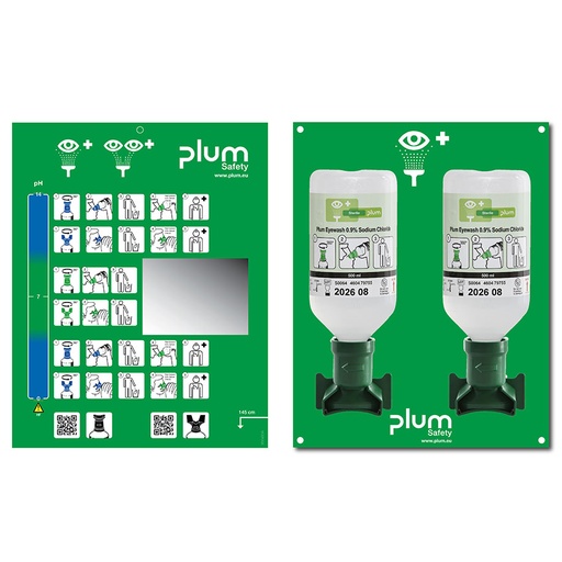 Plum Open Station Double mit 2 Flaschen, inkl. Wandhalter, Piktogramm und Spiegel