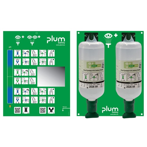 Plum Open Station Double mit 2 Flaschen, inkl. Wandhalter, Piktogramm und Spiegel