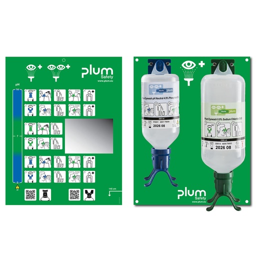 Plum Open Station Double, 2 Flaschen mit Anleitung, Wandhalter und Piktogramm
