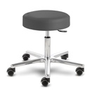 Rollhocker Puffi schwarz, Polsterstärke 80 mm, mit Aluminium-Fusskreuz, Universal-Doppelrollen