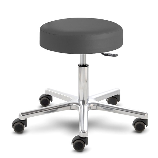 Rollhocker Puffi schwarz, Polsterstärke 80 mm, mit Aluminium-Fusskreuz, Universal-Doppelrollen