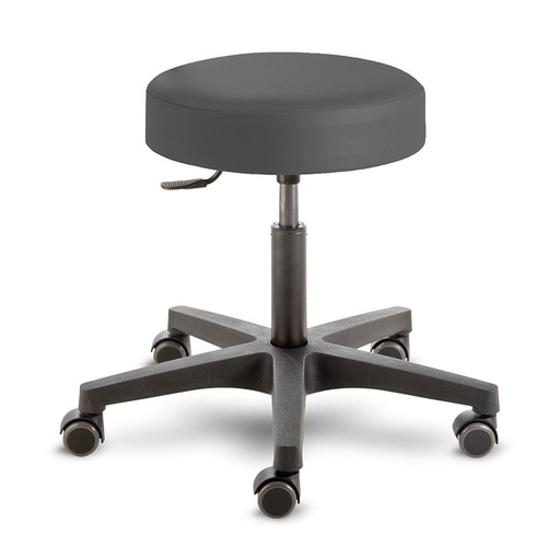 Rollhocker Poppi schwarz, Polsterstärke 80 mm, mit Kunststoff-Fusskreuz, Universal-Doppelrollen