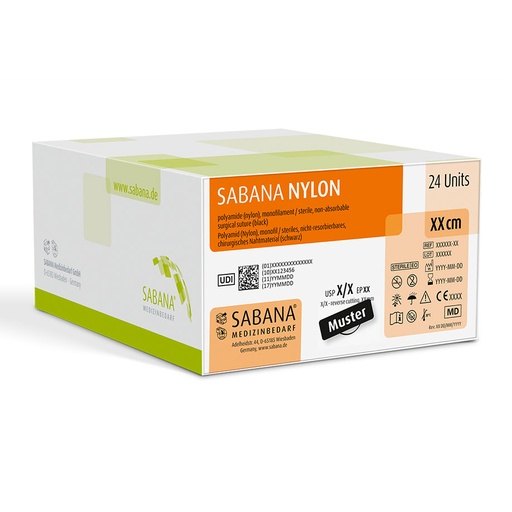 SABANA NYLON 3-0=2 schwarz monofil Nahtmaterial Fadenlänge 75 cm (24 Stck.) 3/8 kreisförmig, Dreieckkörper, außenschneidend, 24 mm