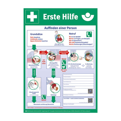 Aushang zur Ersten Hilfe Kunststoff-Plakat