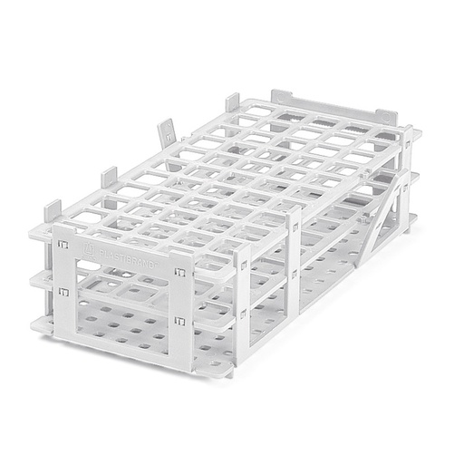 Reagenzglasgestell, PP, 55 Plätze, für Gläser bis Ø 18 mm, weiß Btl. = 5 Stck.