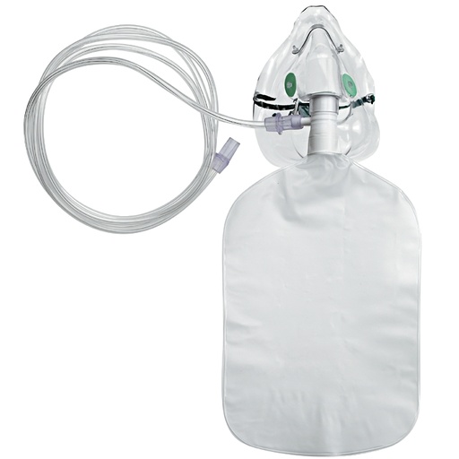 Inhalationsmaske (Kunststoff) mit Atembeutel und Schlauch